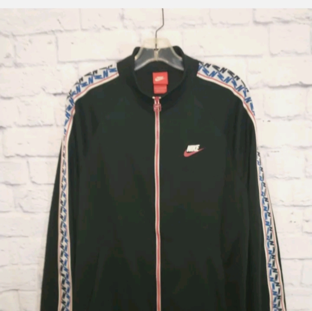 Nike Swoosh Red Label 90s Men's Vintage Black White Full Zip Track Jacket Size L